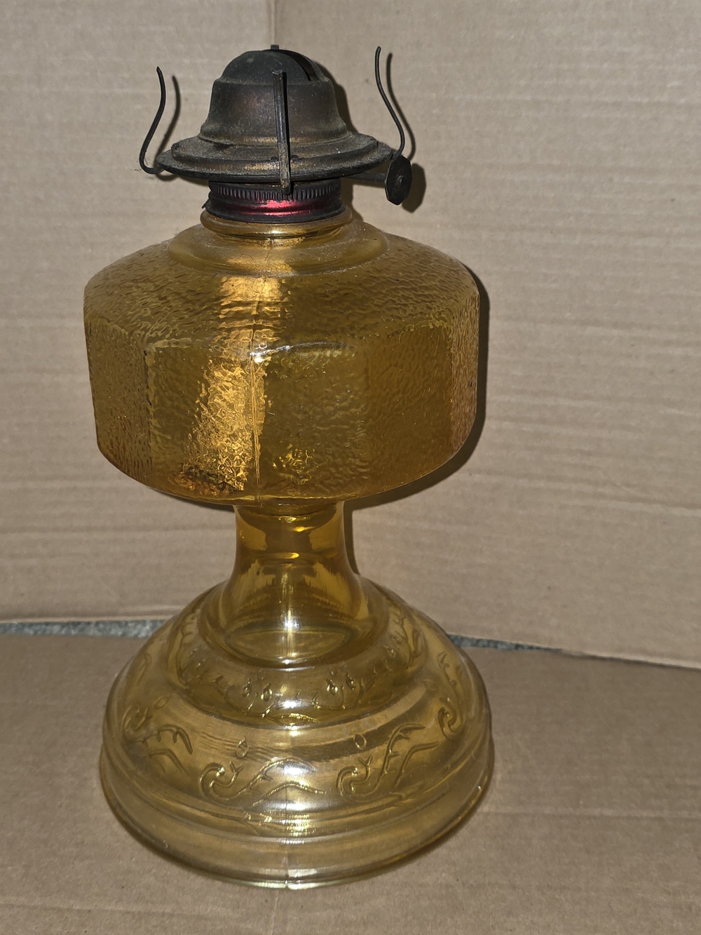 Amber Glass Lantern Lamp — Decorative Home Accent in Yellow